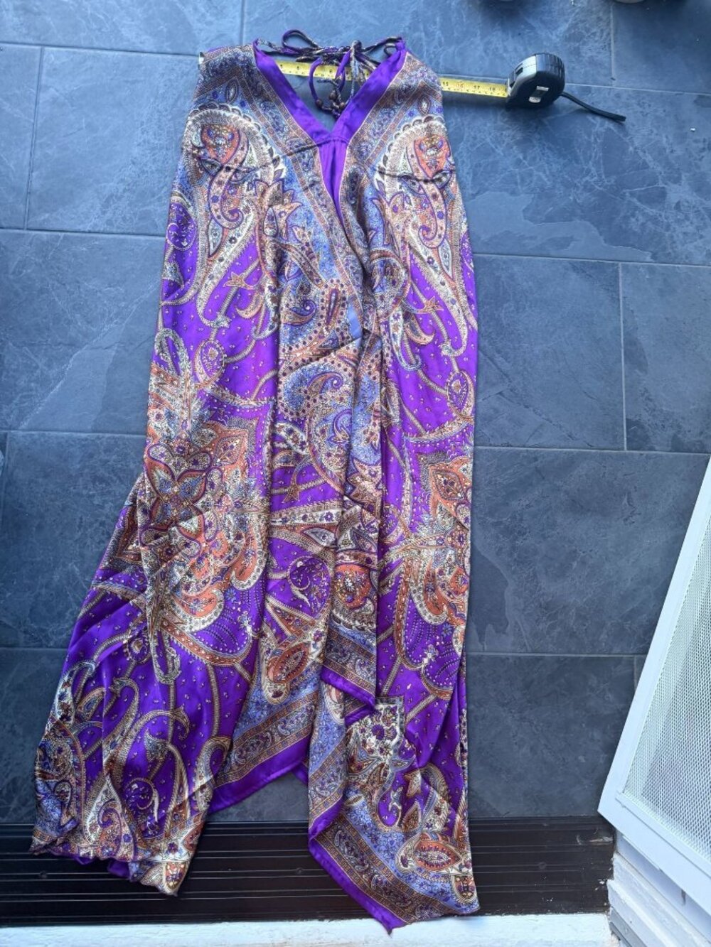 urban nomad festival Paisley Boho Halter Handkerchief Maxi Dress Small Medium PU